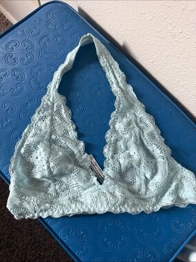 Free People Light Blue Lace Halter Bralette